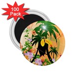 Cute Toucan With Palm And Flowers 2.25  Magnets (100 pack)  Front