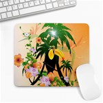 Cute Toucan With Palm And Flowers Large Mousepads