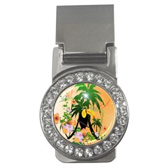 Cute Toucan With Palm And Flowers Money Clips (cz) 