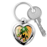 Cute Toucan With Palm And Flowers Key Chains (Heart) 