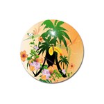 Cute Toucan With Palm And Flowers Magnet 3  (Round)