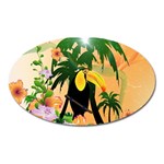 Cute Toucan With Palm And Flowers Oval Magnet