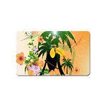 Cute Toucan With Palm And Flowers Magnet (Name Card)