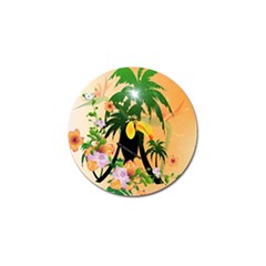 Cute Toucan With Palm And Flowers Golf Ball Marker (4 Pack)