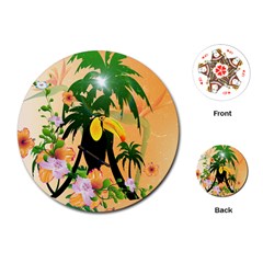 Cute Toucan With Palm And Flowers Playing Cards (round)  by FantasyWorld7