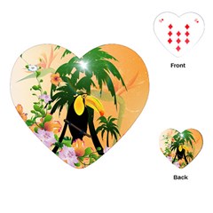 Cute Toucan With Palm And Flowers Playing Cards (heart)  by FantasyWorld7