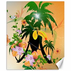 Cute Toucan With Palm And Flowers Canvas 8  X 10  by FantasyWorld7