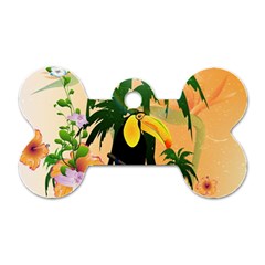 Cute Toucan With Palm And Flowers Dog Tag Bone (two Sides)