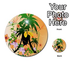 Cute Toucan With Palm And Flowers Multi-purpose Cards (round)  by FantasyWorld7