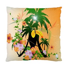 Cute Toucan With Palm And Flowers Standard Cushion Case (one Side)  by FantasyWorld7