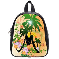 Cute Toucan With Palm And Flowers School Bags (small) 