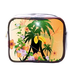 Cute Toucan With Palm And Flowers Mini Toiletries Bags