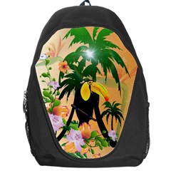 Cute Toucan With Palm And Flowers Backpack Bag by FantasyWorld7