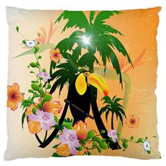 Cute Toucan With Palm And Flowers Standard Flano Cushion Cases (two Sides) 