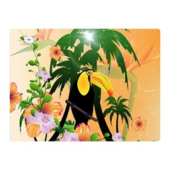 Cute Toucan With Palm And Flowers Double Sided Flano Blanket (mini)  by FantasyWorld7