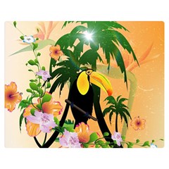 Cute Toucan With Palm And Flowers Double Sided Flano Blanket (medium) 