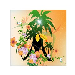 Cute Toucan With Palm And Flowers Small Satin Scarf (square) 