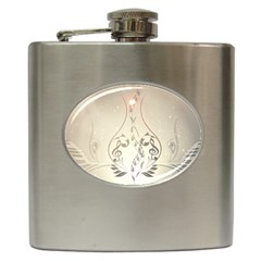 Music, Piano With Clef On Soft Background Hip Flask (6 Oz) by FantasyWorld7