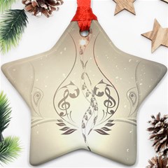 Music, Piano With Clef On Soft Background Star Ornament (two Sides)  by FantasyWorld7