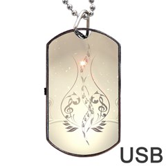 Music, Piano With Clef On Soft Background Dog Tag Usb Flash (one Side)