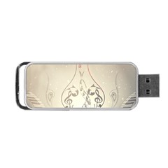 Music, Piano With Clef On Soft Background Portable Usb Flash (two Sides)