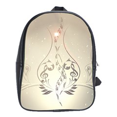 Music, Piano With Clef On Soft Background School Bags (xl)  by FantasyWorld7