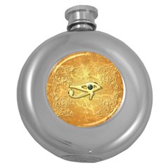 The All Seeing Eye With Eye Made Of Diamond Round Hip Flask (5 Oz) by FantasyWorld7