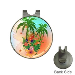 Tropical Design With Palm And Flowers Hat Clips With Golf Markers