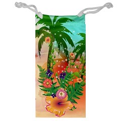 Tropical Design With Palm And Flowers Jewelry Bags