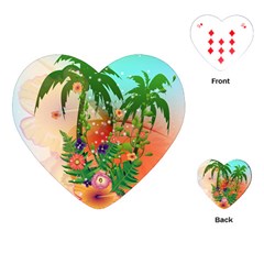 Tropical Design With Palm And Flowers Playing Cards (heart) 