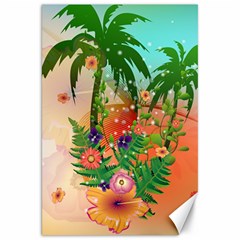 Tropical Design With Palm And Flowers Canvas 20  X 30  