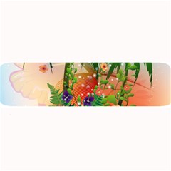 Tropical Design With Palm And Flowers Large Bar Mats