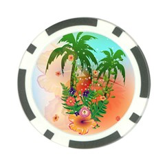 Tropical Design With Palm And Flowers Poker Chip Card Guards