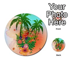 Tropical Design With Palm And Flowers Multi-purpose Cards (round)  by FantasyWorld7