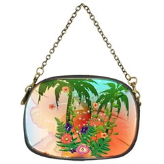 Tropical Design With Palm And Flowers Chain Purses (one Side)  by FantasyWorld7