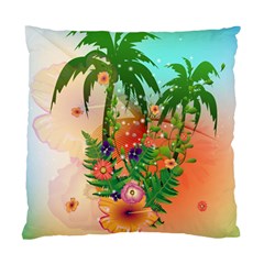 Tropical Design With Palm And Flowers Standard Cushion Case (one Side) 