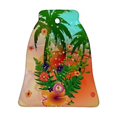 Tropical Design With Palm And Flowers Bell Ornament (2 Sides) by FantasyWorld7