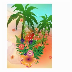 Tropical Design With Palm And Flowers Small Garden Flag (two Sides)