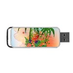 Tropical Design With Palm And Flowers Portable USB Flash (One Side) Front