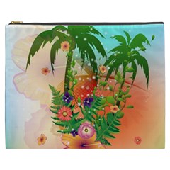 Tropical Design With Palm And Flowers Cosmetic Bag (xxxl) 