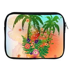 Tropical Design With Palm And Flowers Apple Ipad 2/3/4 Zipper Cases