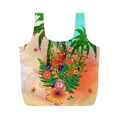 Tropical Design With Palm And Flowers Full Print Recycle Bags (m)  by FantasyWorld7