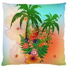 Tropical Design With Palm And Flowers Standard Flano Cushion Cases (one Side) 