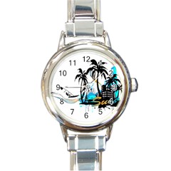 Surfing Round Italian Charm Watches