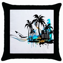 Surfing Throw Pillow Cases (black) by EnjoymentArt