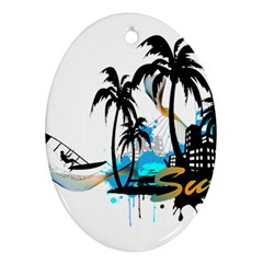 Surfing Oval Ornament (two Sides)