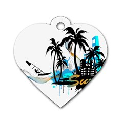 Surfing Dog Tag Heart (two Sides)