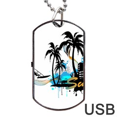 Surfing Dog Tag Usb Flash (two Sides) 