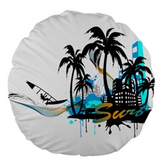 Surfing Large 18  Premium Flano Round Cushions