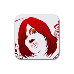 Women Face With Clef Rubber Coaster (square)  by EnjoymentArt